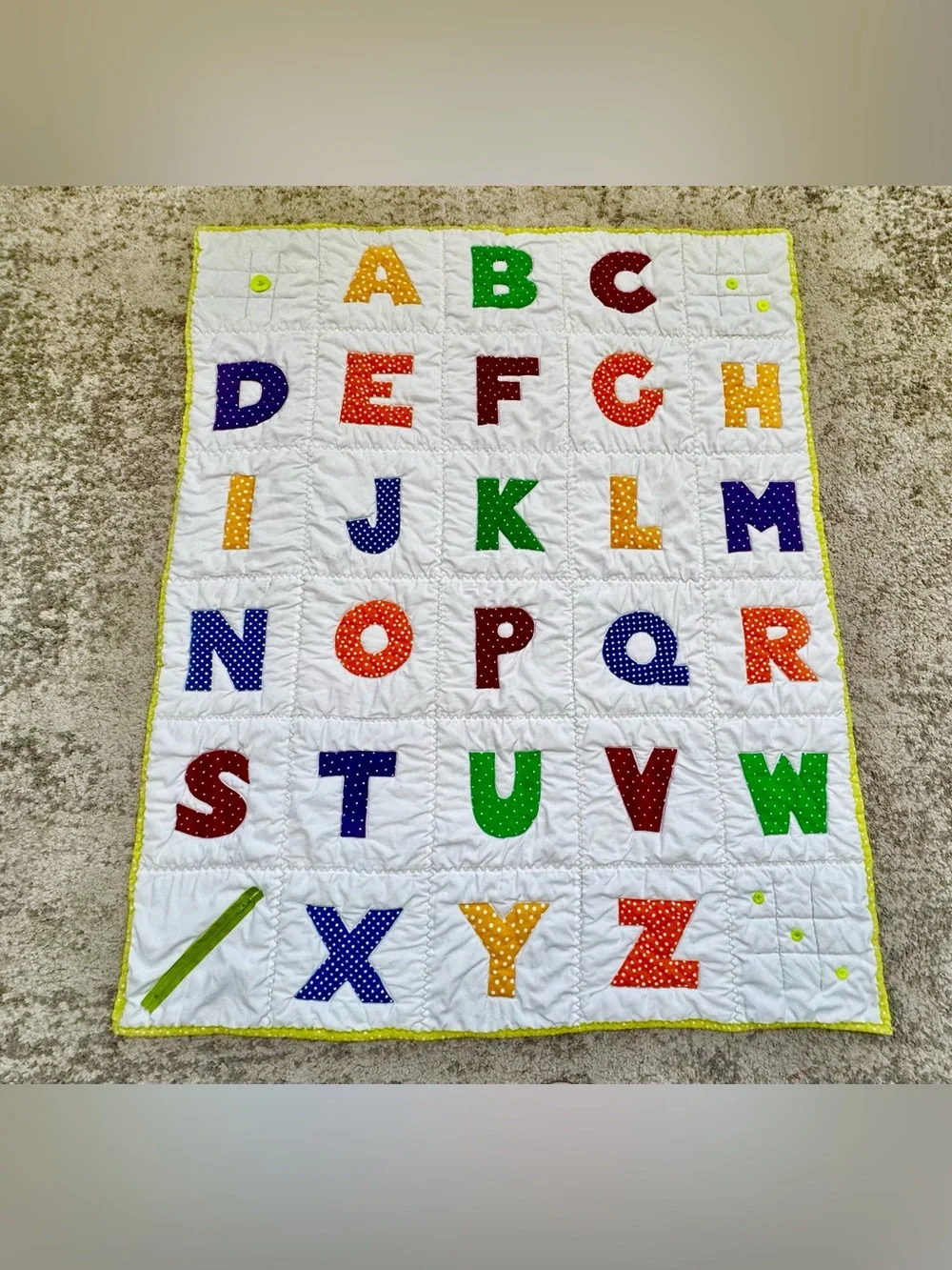 Handmade ABC Alphabet Activity Quilt 44 x 52.5 Toddler Kids
